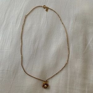 Gold color vintage rose & pearl pendant
